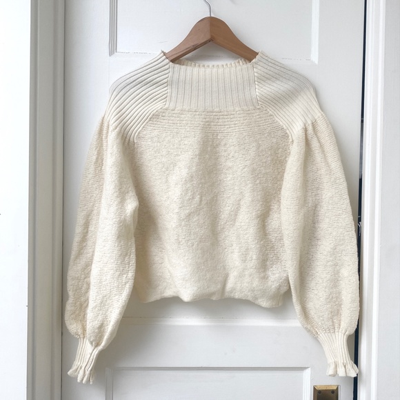 Free People -CREME colour Wool blend Sweater - Picture 7 of 14